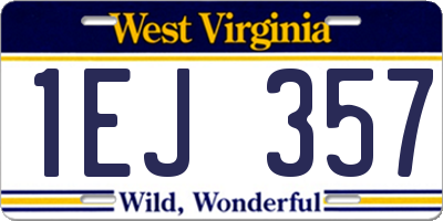 WV license plate 1EJ357