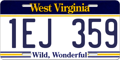 WV license plate 1EJ359