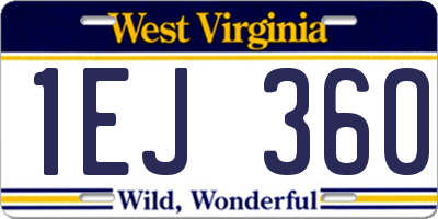 WV license plate 1EJ360