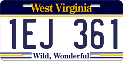 WV license plate 1EJ361