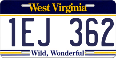 WV license plate 1EJ362