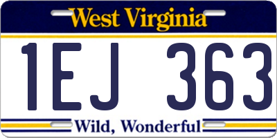 WV license plate 1EJ363