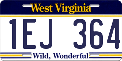 WV license plate 1EJ364