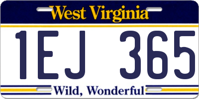 WV license plate 1EJ365