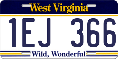 WV license plate 1EJ366