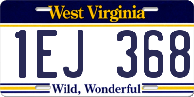 WV license plate 1EJ368