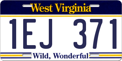 WV license plate 1EJ371