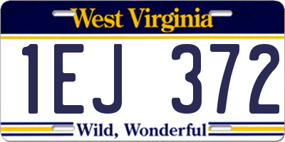 WV license plate 1EJ372