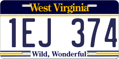 WV license plate 1EJ374