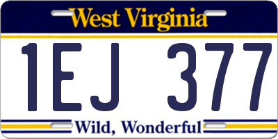 WV license plate 1EJ377