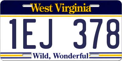 WV license plate 1EJ378