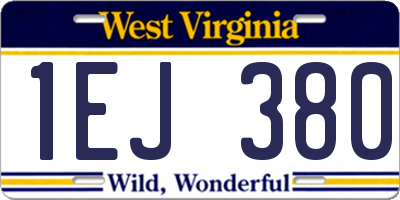 WV license plate 1EJ380