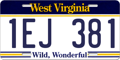 WV license plate 1EJ381