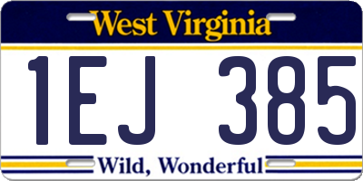 WV license plate 1EJ385