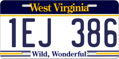 WV license plate 1EJ386