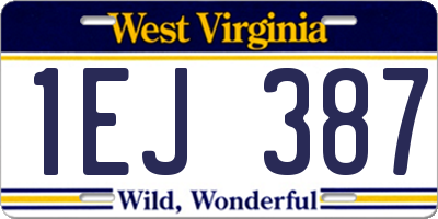 WV license plate 1EJ387