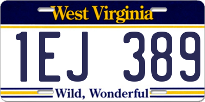WV license plate 1EJ389