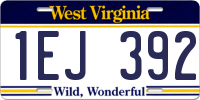 WV license plate 1EJ392