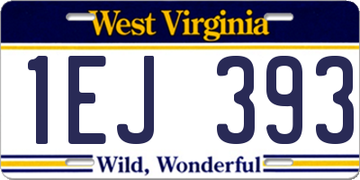 WV license plate 1EJ393