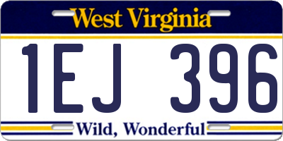 WV license plate 1EJ396