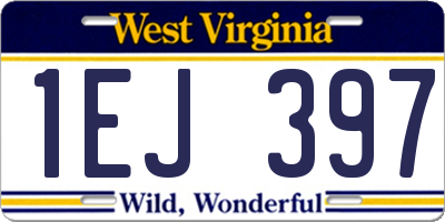 WV license plate 1EJ397