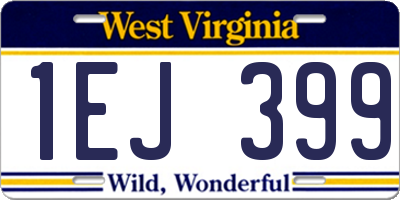 WV license plate 1EJ399
