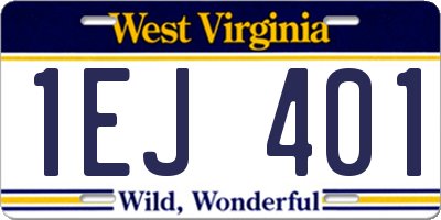 WV license plate 1EJ401