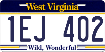 WV license plate 1EJ402