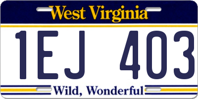 WV license plate 1EJ403