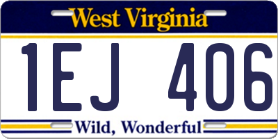 WV license plate 1EJ406