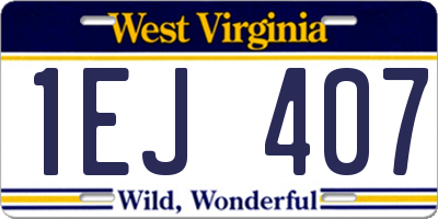 WV license plate 1EJ407