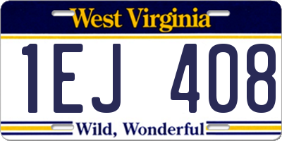 WV license plate 1EJ408
