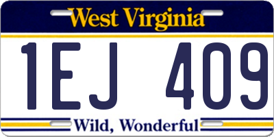WV license plate 1EJ409