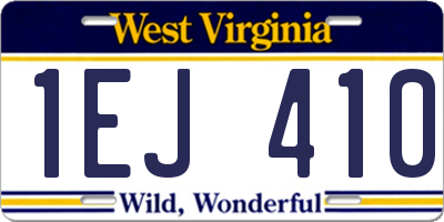 WV license plate 1EJ410