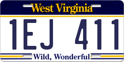 WV license plate 1EJ411
