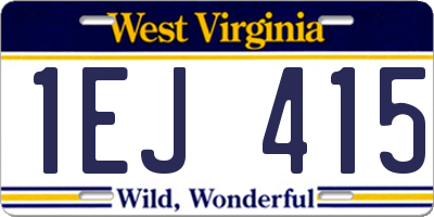 WV license plate 1EJ415
