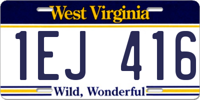 WV license plate 1EJ416