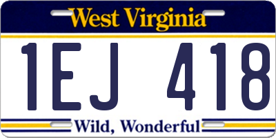 WV license plate 1EJ418
