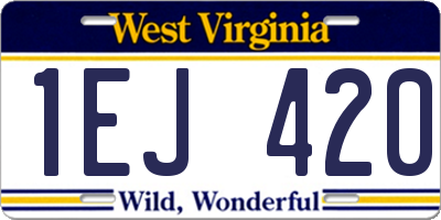 WV license plate 1EJ420