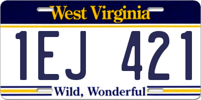 WV license plate 1EJ421