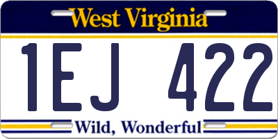 WV license plate 1EJ422