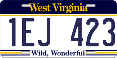 WV license plate 1EJ423