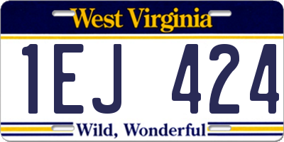WV license plate 1EJ424