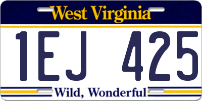 WV license plate 1EJ425