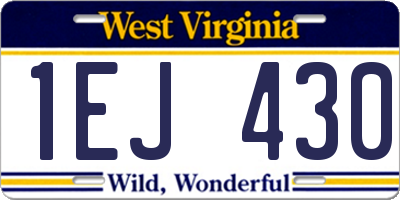 WV license plate 1EJ430