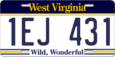 WV license plate 1EJ431