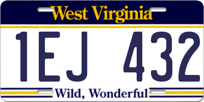 WV license plate 1EJ432