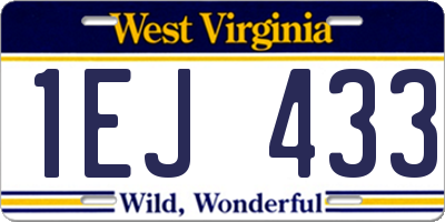 WV license plate 1EJ433