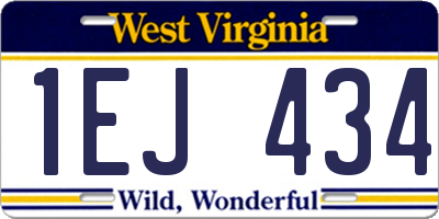 WV license plate 1EJ434