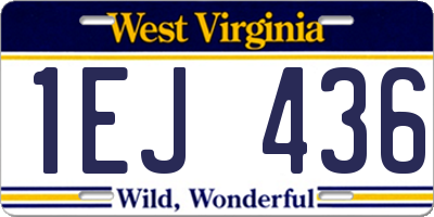 WV license plate 1EJ436
